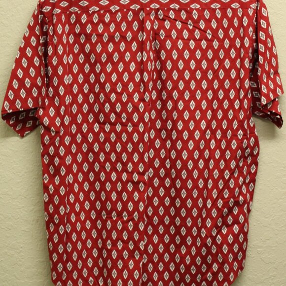 Tommy Hilfiger Men's Dress Shirt Red Size S Cotton Short Sleeve Diamond Pattern - Picture 4 of 9